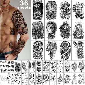Film de tatouage temporaire imperméable imprimé UV en gros pour usine, motif floral, longue durée, pour bras entier, autocollant brillant - Product Image 1