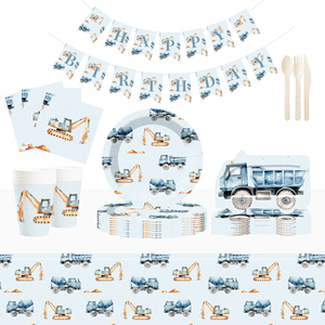 DAMAI Engineering Vehicle Theme Festival <b>Paper</b> Party <b>Tissue</b> Truck Pattern Party Disposable Napkins <b>Paper</b> Plate for Kid Party - Product Image 3