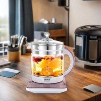 Bouilloire électrique portable sans fil en verre et acier inoxydable, arrêt automatique, capacité 1,8 L, base rotative à 360 degrés, usage domestique