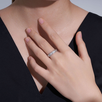Bague large rainurée en argent sterling 925 avec moissanite VVS, testée au diamant, sertie clos, plaquée rhodium, bijoux unisexe