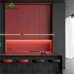 TUZHI CASA factory outlet matte black designs furniture kitchen cabinet in nigeria