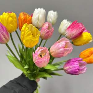 Ramo <span class=keywords><strong>de</strong></span> Tulipanes Artificiales Real Touch, Impresos en 3D, Decoración para <span class=keywords><strong>el</strong></span> Hogar, Arreglo en Jarrón, Centro <span class=keywords><strong>de</strong></span> Mesa para Bodas - Product Image 1