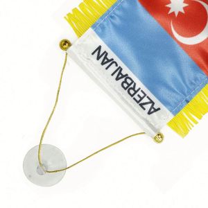 Custom AZERBAIJAN Satin Pennant Flag Car Mini Flag <b>Banner</b> with Yellow Tassels - Product Image 3