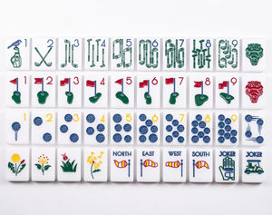 Juego de Mahjong Americano de Acrílico con Temática de Golf Pintado a Mano, Juego de Mesa Portátil para 4 Jugadores - Product Image 1