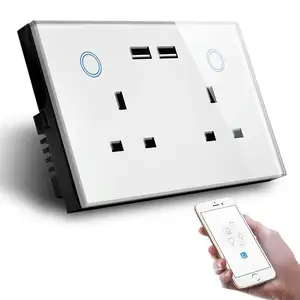 Wifi Combineren Socket Voor Hotel Draadloze Universele Stopcontact 2Gang Stopcontact Met Dubbele Usb Lader 2.1A Uk Plug