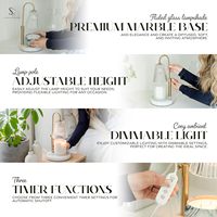 Lampe chauffe-bougie électrique sans flamme, compatible avec les bougies en pot, hauteur réglable, 4 ampoules halogènes, construction en marbre et laiton