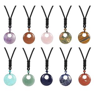 Buena calidad, venta al por mayor, 30MM, forma de Ción, piedras preciosas naturales, colgantes de cristal, collar con cadena de cuerda negra de nailon tejida a mano - Product Image 5