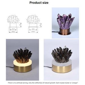 Wholesale Nature Quality Transparent Quartz Cluster Crystal Specimen Decorative <b>Table</b> <b>Lamp</b> LED Light Source Ceramic <b>Base</b> Octagon - Product Image 3