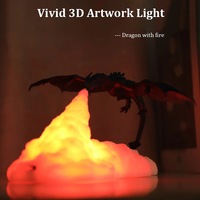 Lampe de nuit décorative à impression 3D dragon de glace de forme unique