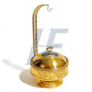 ชุดอุ่นอาหารสแตนเลส 201 สีทองหรูหรา ความจุ 8 ลิตร ฝาปิดแบบแขวนทันสมัย สำหรับจัดเลี้ยงบุฟเฟ่ต์ ใช้เชื้อเพลิงแอลกอฮอล์ - Product Image 4