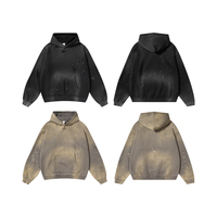 Sweat-shirts tendance pour hommes, coupe oversize, couleur unie, épais 360 g/m², en coton délavé avec intérieur polaire, vierges pour impression numérique