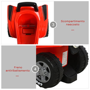 HOMCOM-Bicicleta cuádruple de juguete para niños de 18 a 36 meses con licencia GOODYEAR con luces y sonidos realistas, rojo y negro, 60x31x42cm - Product Image 6