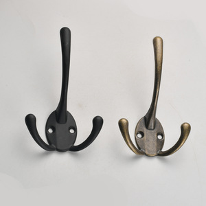 Retro Wall Mounted Double <b>Hooks</b> Heavy Duty Alloy Coat Hanger <b>Hook</b> For <b>Kitchen</b> Bathroom Black Bronze Color - Product Image 1