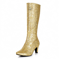 Bottes de danse modernes pour performance (ballroom/latin), à talons hauts, argentées, pour la danse de valse, semelle extérieure en caoutchouc, PU/Daim, pour l'étiquette