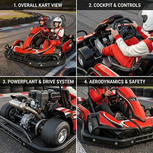 <span class=keywords><strong>Kart</strong></span> de course professionnel pour adultes à deux places, 60 km/h, moteur à essence 210cc, frein hydraulique, pour les sports de plein air et les parcs d'attractions - Product Image 2