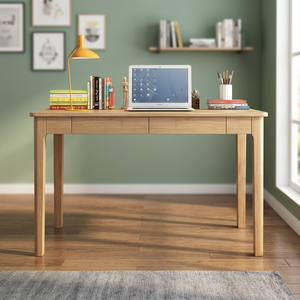 Wood <b>Computer</b> <b>Desk</b> with Drawer for Home Office Study <b>Space</b> <b>Saving</b> Design - Product Image 4