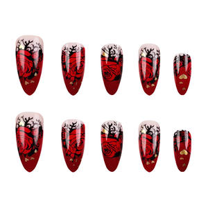 Nouveauté Journée de la Saint-Valentin Ongles pressés vintage bordeaux |   Vente en gros de 24 pièces de roses de style français |   Matériau en gel ABS de haute qualité - Product Image 4