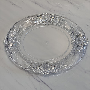 Assiette de présentation ronde en plastique élégante avec bordure dorée, assiette de <span class=keywords><strong>d</strong></span>îner en cristal pour réception de mariage et <span class=keywords><strong>d</strong></span>écoration de table de fête - Product Image 2