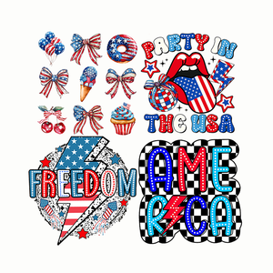 Comfort Colors 4 de Julio Listo para la prensa Transferencias de calor DTF Coquette <span class=keywords><strong>USA</strong></span> Bow Tee Película transparente Transferencias de serigrafía - Product Image 2