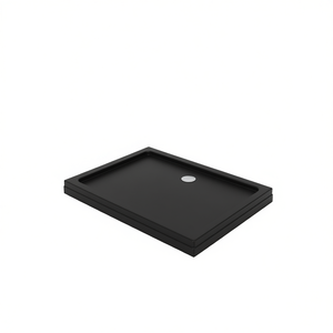 Base de Ducha Rectangular Negra de ABS de 27.6 x 35.4 Pulgadas con Drenaje Central, Diseño Minimalista, Instalación en el Suelo - Product Image 1