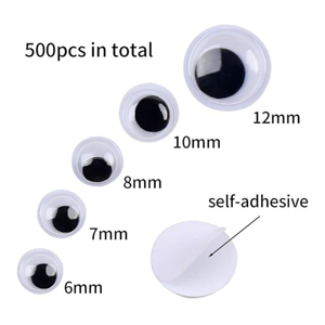 डिकोरा 6 मिमी-12 मिमी काले विगल गुगली आंखें शिल्प सजावट के लिए स्व-चिपकने के साथ - Product Image 2