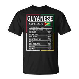 T-shirt avec les informations nutritionnelles de la Guyane, design culturel fierté de la Guyane - Product Image 1