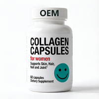 Capsules de collagène personnalisées en marque privée avec vitamine C et biotine pour soutenir la santé des cheveux, de la peau et des ongles, capsules de collagène de type I et III