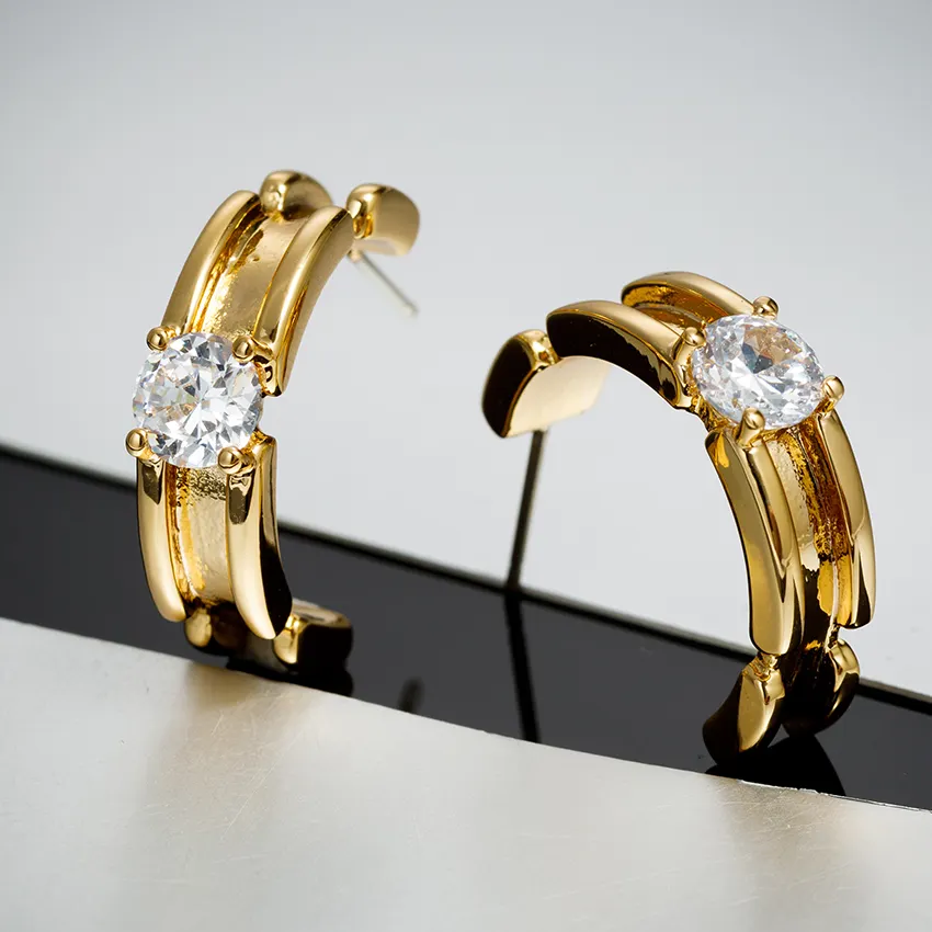 Dainty – boucles d'oreilles créoles en or, cuivre, laiton plaqué, cristal, zircon cubique, accessoires de bijoux classiques, 24k, dubaï