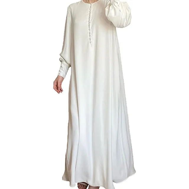 Thanh Lịch Giản Dị Rắn Hồi Giáo Abaya Hồi Giáo Arab Kaftan Dài Tay Áo Hồi Giáo Áo Mềm Váy Váy Cho Phụ Nữ