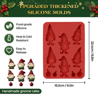 SILIKOLOVE Moule à gâteau en silicone antiadhésif personnalisé en forme de gnome de Noël à 6 cavités, sans BPA, certifié LFGB Platinum