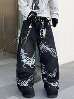Pantalon de créateur pour homme style urbain, Jean baggy empilé en denim délavé Monkey à jambe large
