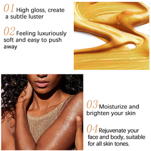 Wholesale Custom Vegan Private Label Custom Highlighter Makeup Bronzer Skin Glow Body Glitter Liquid Body Shimmer <b>Oil</b> - Product Image 6
