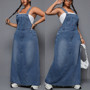 218727 Robes Longues en Jean d'Été Taille Plus de Haute Qualité pour Femmes, Décontractées sans Manches Col Halter - Product Image 2