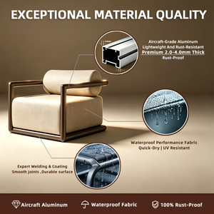 Canapé d'extérieur 3 places robuste et élégant en alliage d'aluminium avec rembourrage en tissu performant pour projets hôteliers, salons et complexes hôteliers - Product Image 3