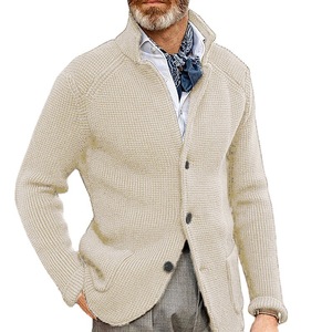 <b>Men's</b> Slim Fit Stand Collar Knit <b>Cardigan</b> Autumn Winter Coat Plus Size Fashion Outerwear - Product Image 5