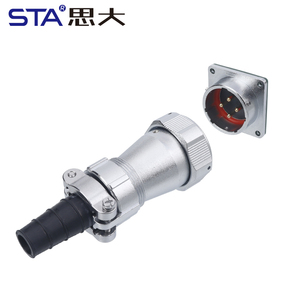 WY28工业防水连接器IP67航空插头公母电缆夹板方形法兰面板插座TE + ZG - Product Image 1