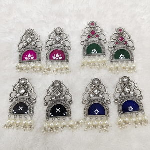 Tradicional oxidado alemán plateado hecho a mano Jhumka Jhumki pendientes colección de boda accesorio de moda - Product Image 1