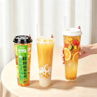 Lides 1000ml hoge, slanke PP beker, verdikte harde plastic wegwerp beker, aangepaste logo voor bubble tea & fruitdrank verpakkingen