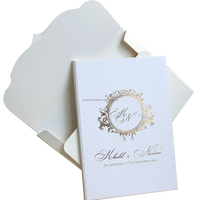 Elegante línea de grabado Tapa dura oro frustrado blanco nacarado papel folleto tarjetas de invitación para boda matrimonio cumpleaños menú