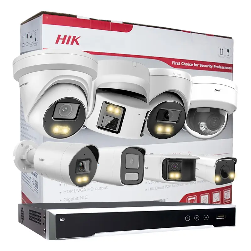 HIK Poe Câmera de visão noturna 4MP 8MP ColorVu Câmera de cúpula de olho fixo Câmera de vigilância IP de rede compatível com HIK NVR