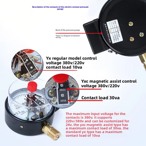 מד לחץ מגע חשמלי YXC-100 עמיד בפני זעזועים עם סיוע מגנטי -0.1-2.4MPa אחריות לשנה אחת לחץ מיוחד למשאבת כיבוי אש - Product Image 2