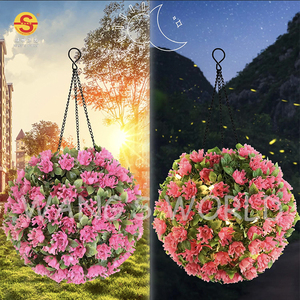 Nuovo prodotto pianta artificiale fiore palla Led fiore rosa chiaro <span class=keywords><strong>lampadario</strong></span> <span class=keywords><strong>solare</strong></span> per giardino decorazione prato - Product Image 4