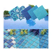 Cheap mosaic swimming pool tile hot melt vitreous glass mosaic for swimming pool tile