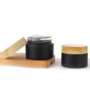 Crema facial <span class=keywords><strong>hidratante</strong></span> para el cuidado de la piel, frasco de vidrio de lujo con tapa de grano de madera, color negro mate, 50g, 50 Ml - Product Image 3