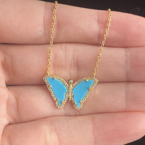 Gemnel-collar de plata de ley 925 de lujo, oro de 18k, mariposa, nácar, Ópalo, malaquita - Product Image 5