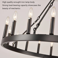 Lustre ferme style roue de chariot à 36 lumières LED en fer avec télécommande, style bougie, pour salle à manger et éclairage d'ambiance de salon E12