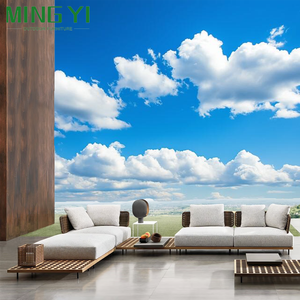 Venta al por mayor Mediterráneo Impilanble ratán madera de teca al aire libre sillas de aluminio blanco jardín mesa y sillas Set para 8 personas - Product Image 4