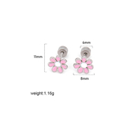 Anting-anting bunga enamel warna-warni lucu dari stainless steel, dilapis emas 18k dan perak, model daisy musim panas, dengan penutup sekrup, untuk anak-anak dan wanita