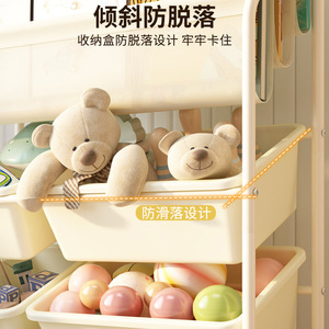 Childrens Bookshelf Toy Storage Rack 5 Tier Movable <b>Shelf</b> With Wheels For <b>Bedroom</b> And Living Room Storage - Product Image 3