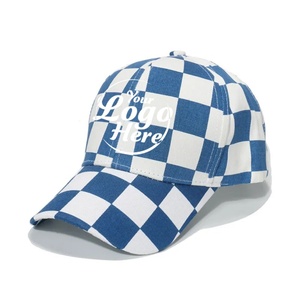 Custom Print/Embroidery Casual Outdoor <b>Sun</b> Cap for <b>Men</b> Unisex Design Adjustable Checkered Baseball Caps - Product Image 3